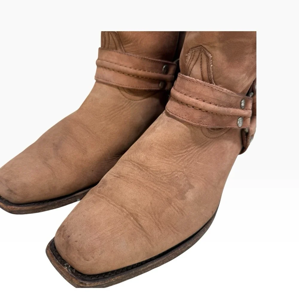 Botas Doble L Square Toe Brown Leather Biker Harness Boots Mens 28 MEX / 11 US